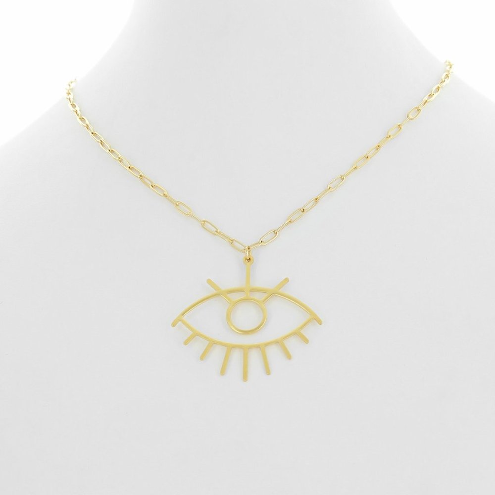 SOLD -  New Chic Paperclip Evil Eye Choker Necklace NWT - Picture 5 of 12